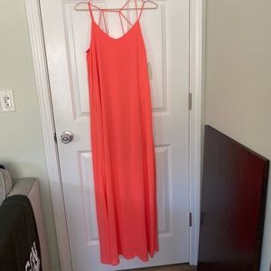 She + Sky coral maxi dress strappy back NWT